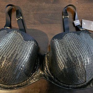 Lane Bryant Cacique Black/Gold Seriously Sexy Lightly Lined Balconette Bra 42DDD